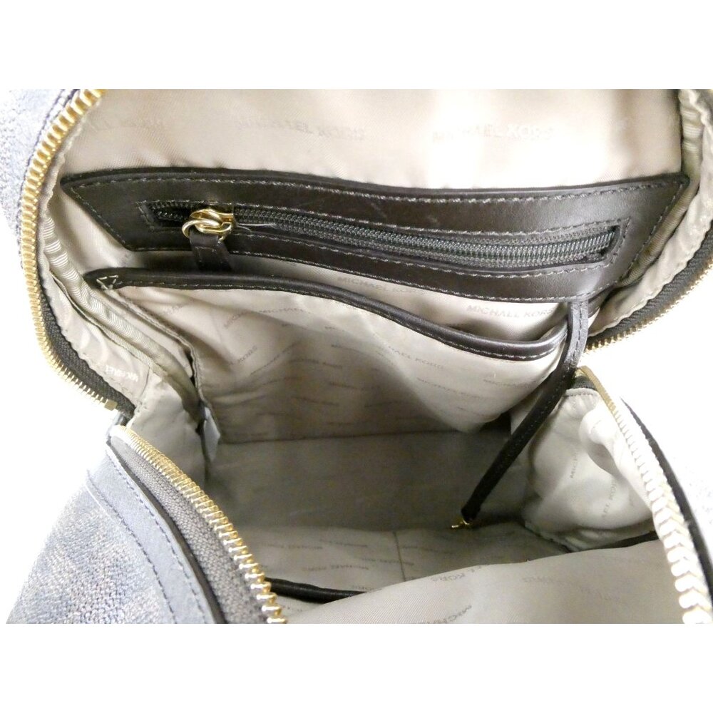 Michael Kors Brown Monogrammed Leather Shearling Trim Mini Backpack - Picture 7 of 16